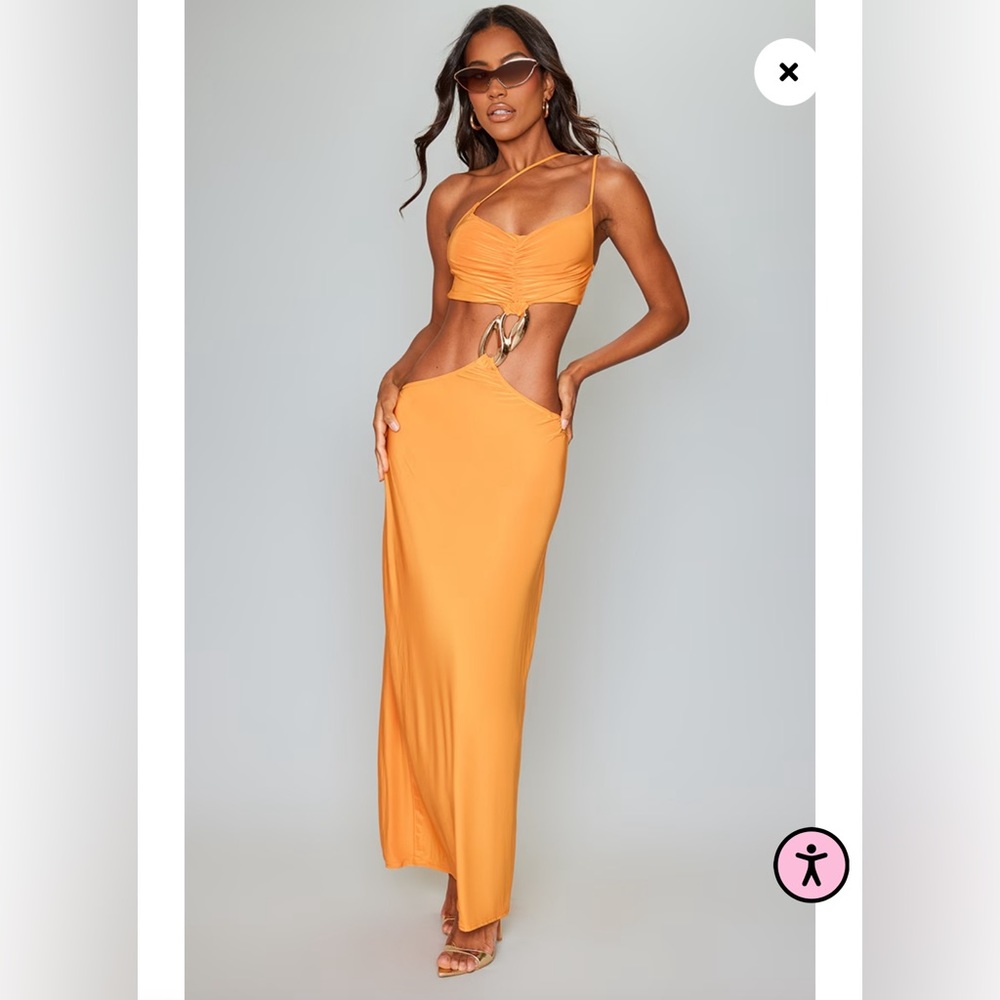 Pretty little thing Orange Slinky Cut Out Trim Detail Maxi Dress vacation